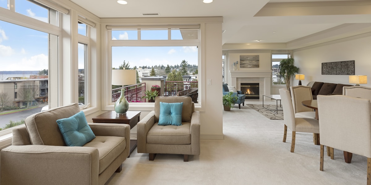 Elegant bedroom with city view